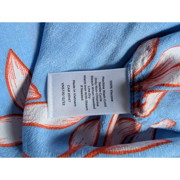 Talbots Womens Petite Floral Print Top P Viscose Blue & Orange - Picture 6 of 8